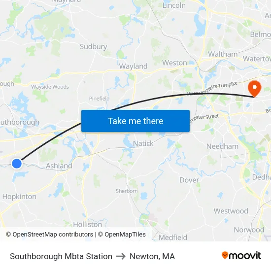 Southborough Mbta Station to Newton, MA map