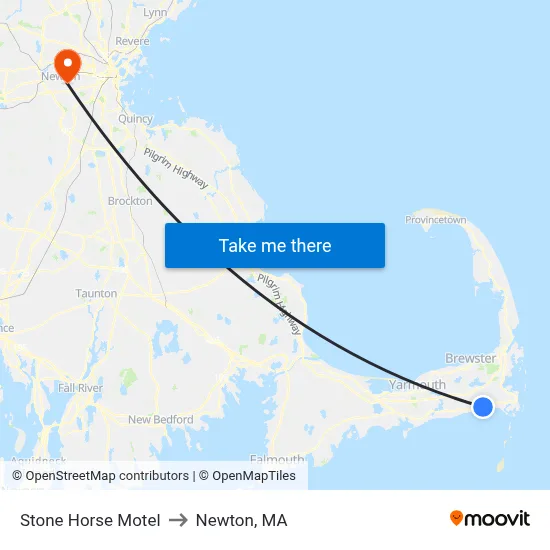 Stone Horse Motel to Newton, MA map