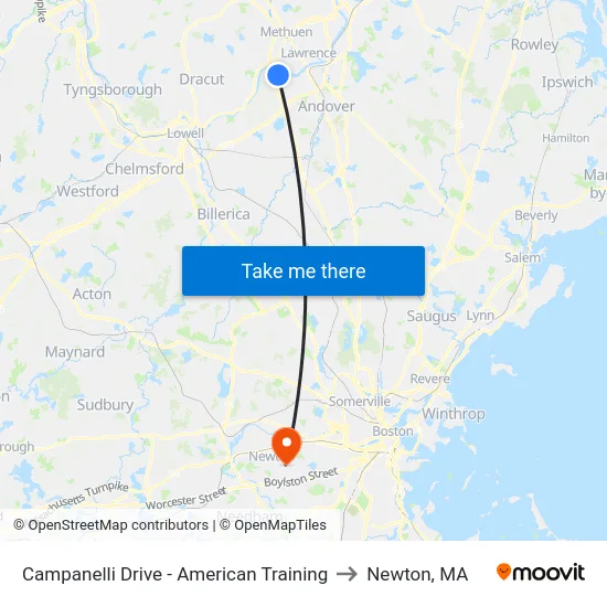 Campanelli Drive - American Training to Newton, MA map