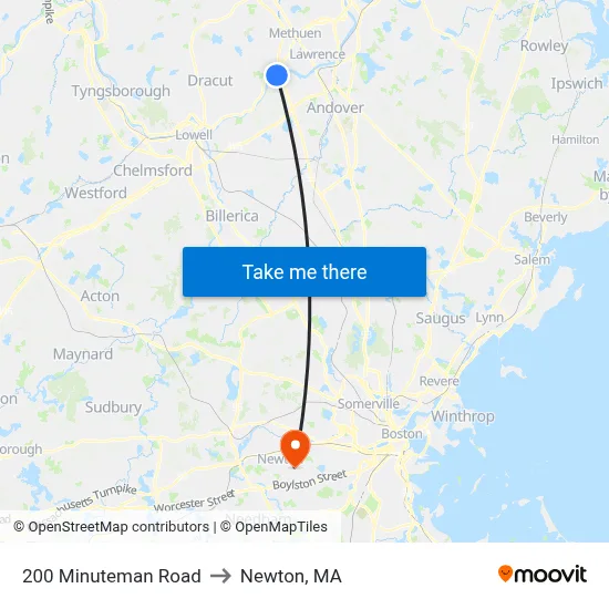 200 Minuteman Road to Newton, MA map