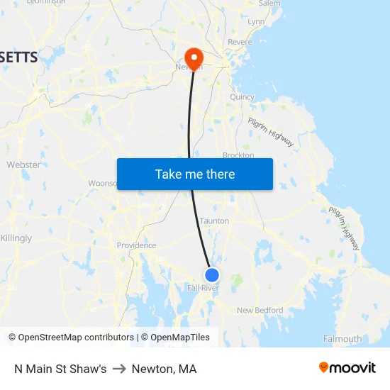 N Main St Shaw's to Newton, MA map