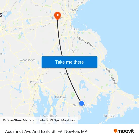 Acushnet Ave And Earle St to Newton, MA map