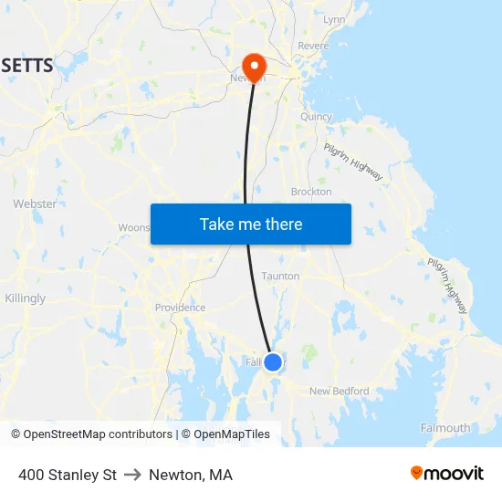 400 Stanley St to Newton, MA map