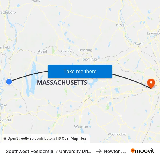 Southwest Residential  / University Drive (S) to Newton, MA map