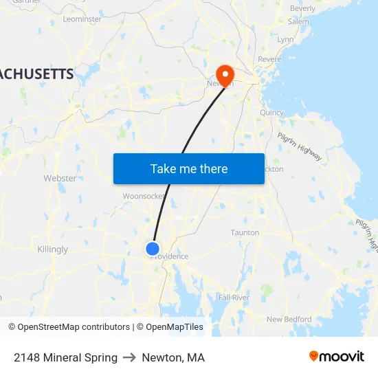 2148 Mineral Spring to Newton, MA map