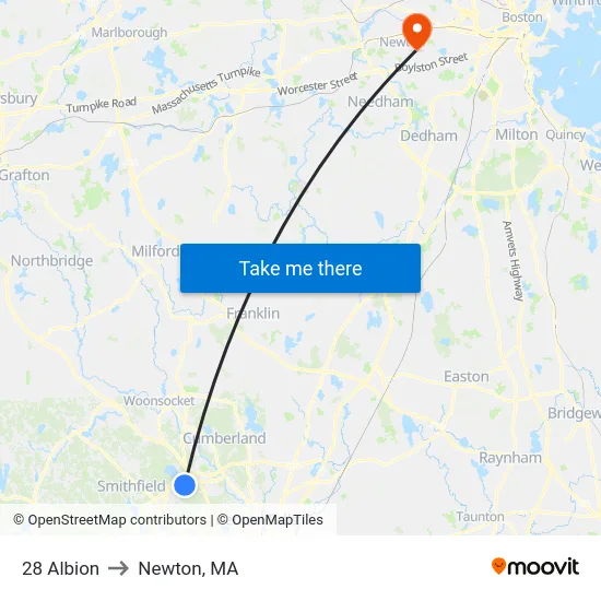 28 Albion to Newton, MA map