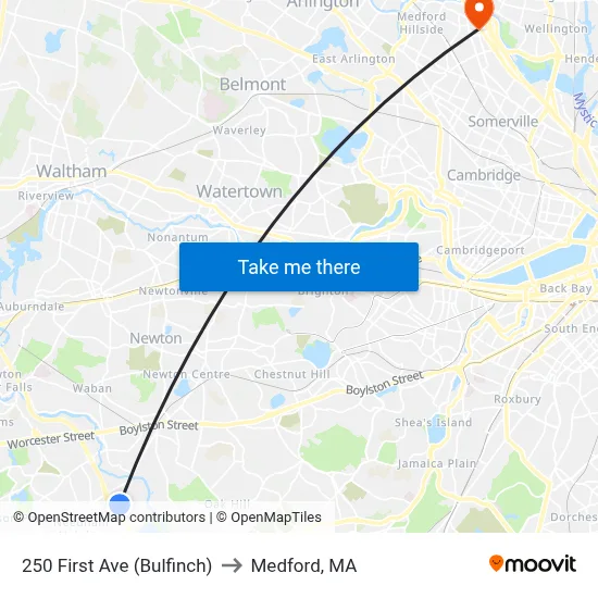250 First Ave  (Bulfinch) to Medford, MA map