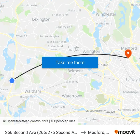 266 Second Ave (266/275 Second Ave) to Medford, MA map