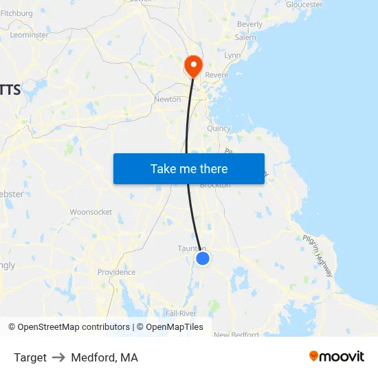 Target to Medford, MA map