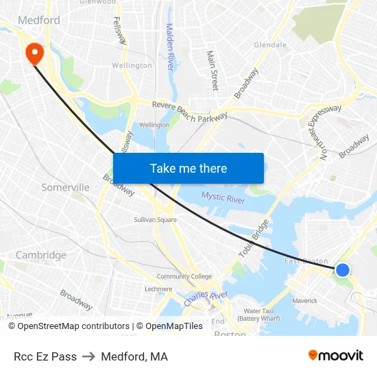 Rcc Ez Pass to Medford, MA map