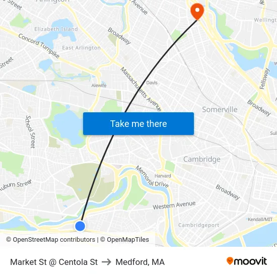 Market St @ Centola St to Medford, MA map