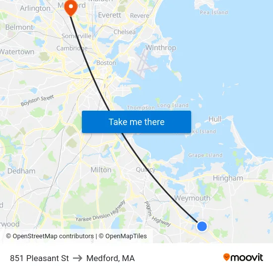 851 Pleasant St to Medford, MA map