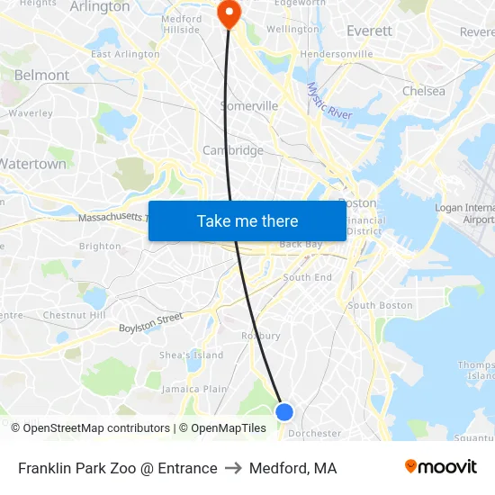 Franklin Park Zoo @ Entrance to Medford, MA map