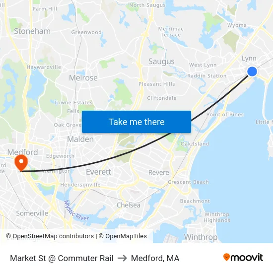 Market St @ Commuter Rail to Medford, MA map