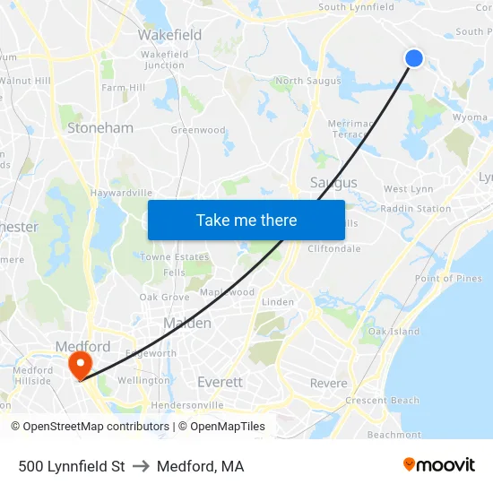 500 Lynnfield St to Medford, MA map