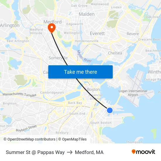 Summer St @ Pappas Way to Medford, MA map