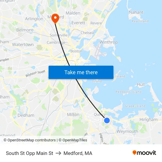 South St Opp Main St to Medford, MA map