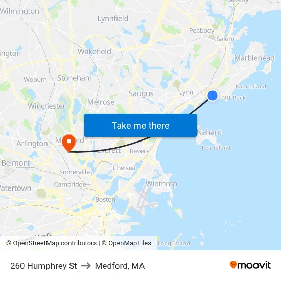 260 Humphrey St to Medford, MA map