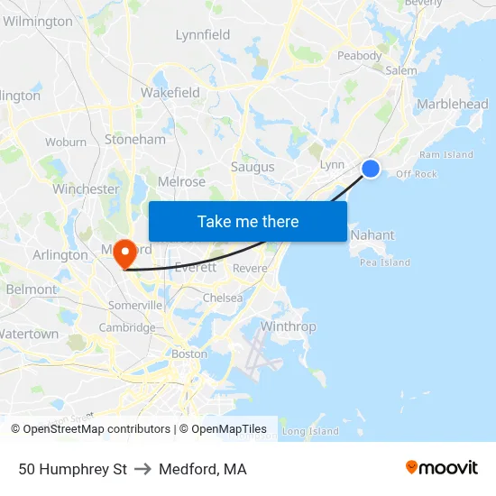 50 Humphrey St to Medford, MA map