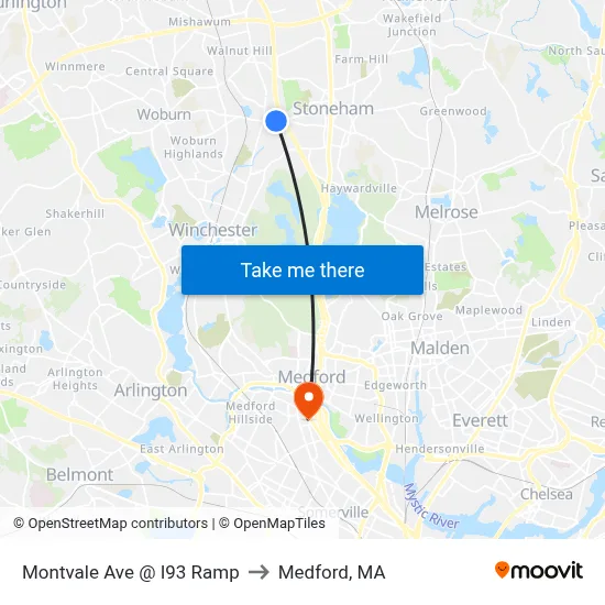 Montvale Ave @ I93 Ramp to Medford, MA map