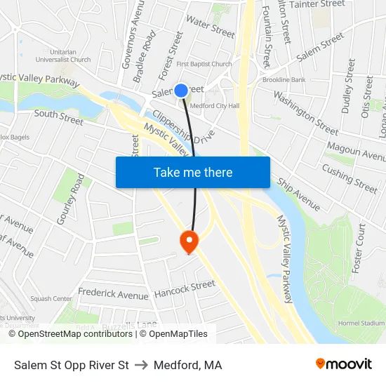 Salem St Opp River St to Medford, MA map