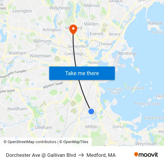 Dorchester Ave @ Gallivan Blvd to Medford, MA map