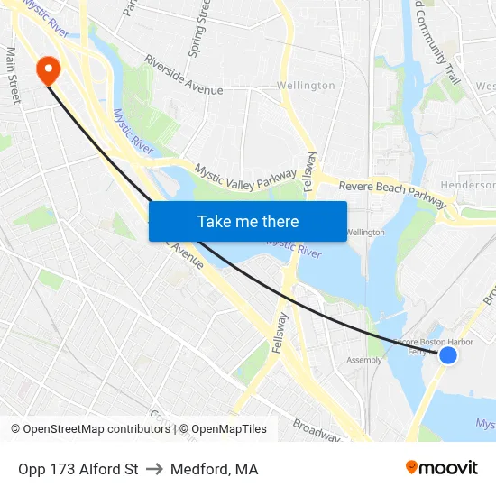 Opp 173 Alford St to Medford, MA map