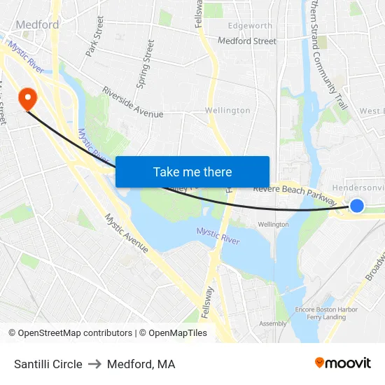 Santilli Circle to Medford, MA map