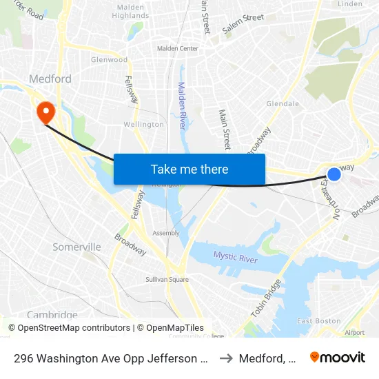 296 Washington Ave Opp Jefferson Ave to Medford, MA map