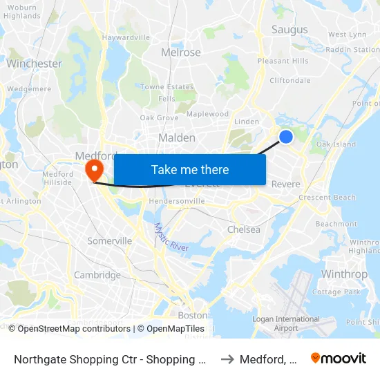 Northgate Shopping Ctr - Shopping Mall to Medford, MA map