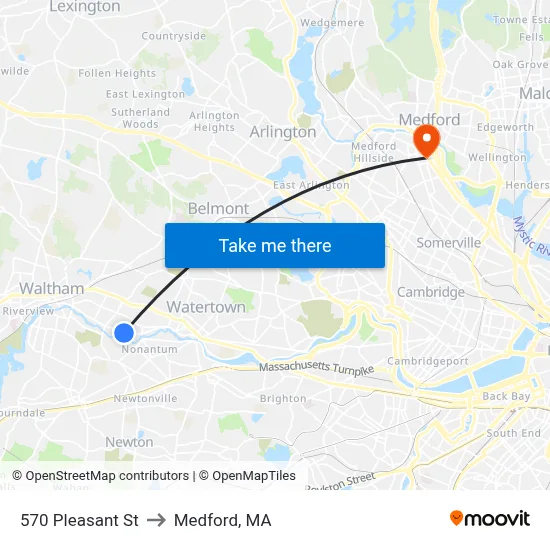 570 Pleasant St to Medford, MA map