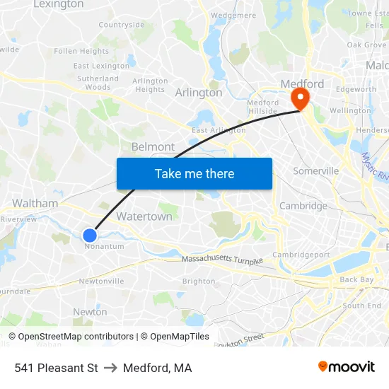 541 Pleasant St to Medford, MA map