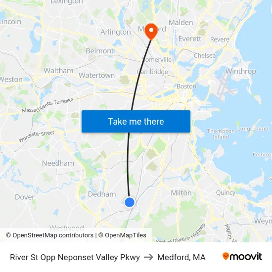 River St Opp Neponset Valley Pkwy to Medford, MA map