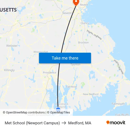 Met School (Newport Campus) to Medford, MA map