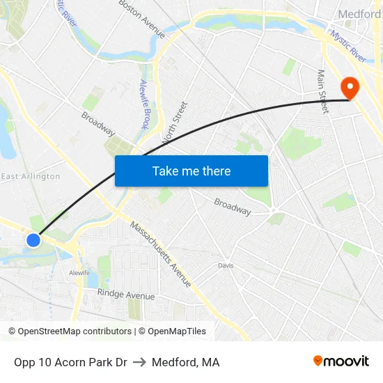 Opp 10 Acorn Park Dr to Medford, MA map