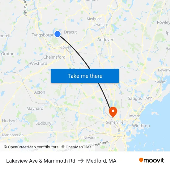 Lakeview Ave & Mammoth Rd to Medford, MA map