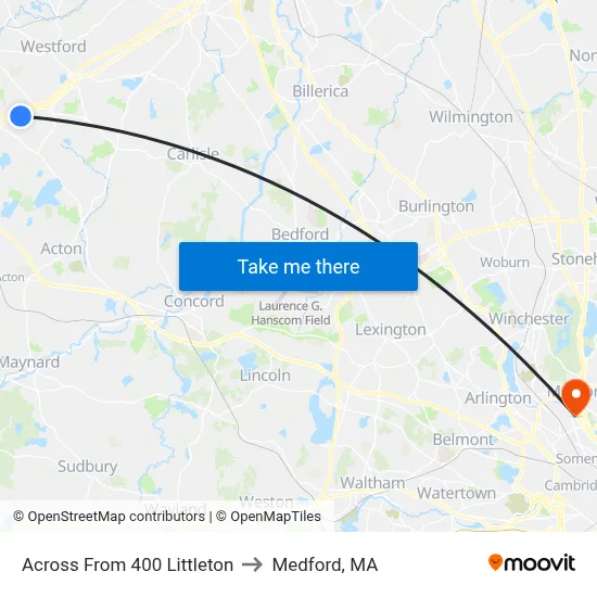 Across From 400 Littleton to Medford, MA map