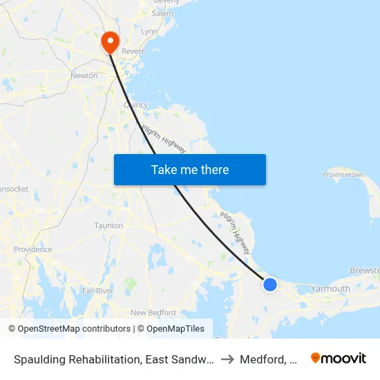 Spaulding Rehabilitation, East Sandwich to Medford, MA map