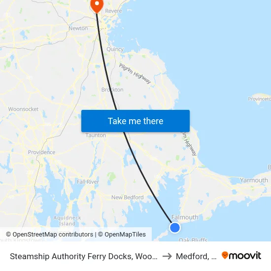 Steamship Authority Ferry Docks, Woods Hole to Medford, MA map