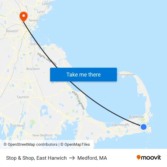 Stop & Shop, East Harwich to Medford, MA map