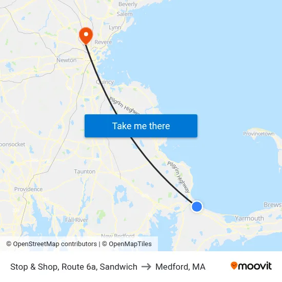 Stop & Shop, Route 6a, Sandwich to Medford, MA map