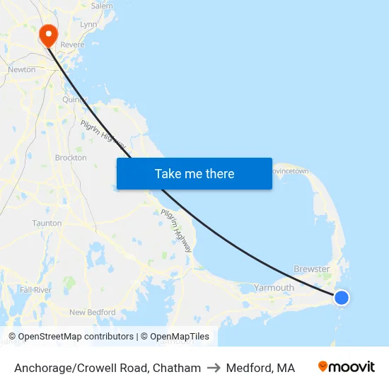 Anchorage/Crowell Road, Chatham to Medford, MA map