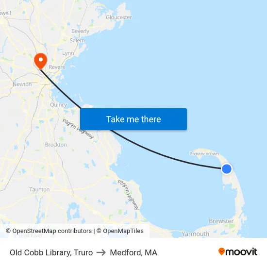 Old Cobb Library, Truro to Medford, MA map