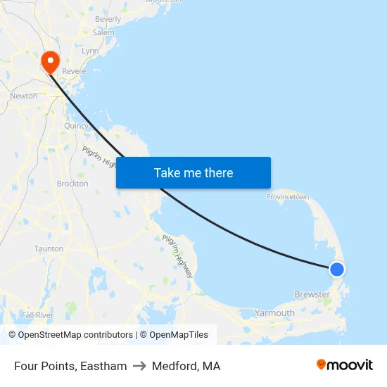 Four Points, Eastham to Medford, MA map