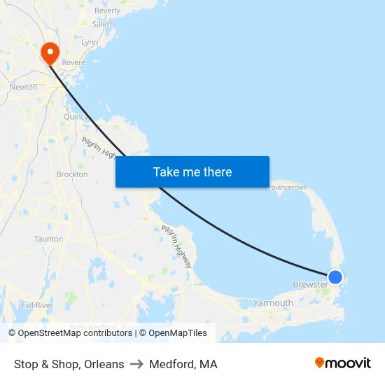 Stop & Shop, Orleans to Medford, MA map
