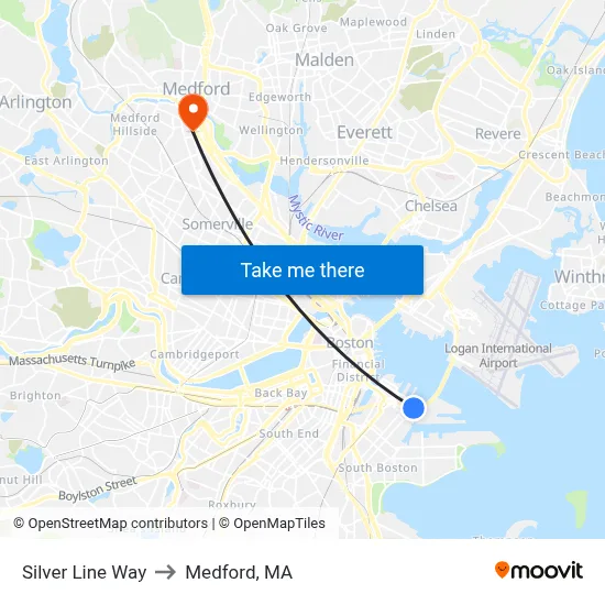 Silver Line Way to Medford, MA map