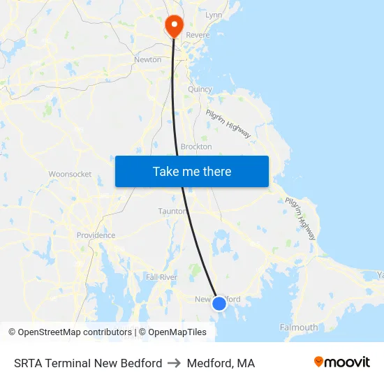 SRTA Terminal New Bedford to Medford, MA map