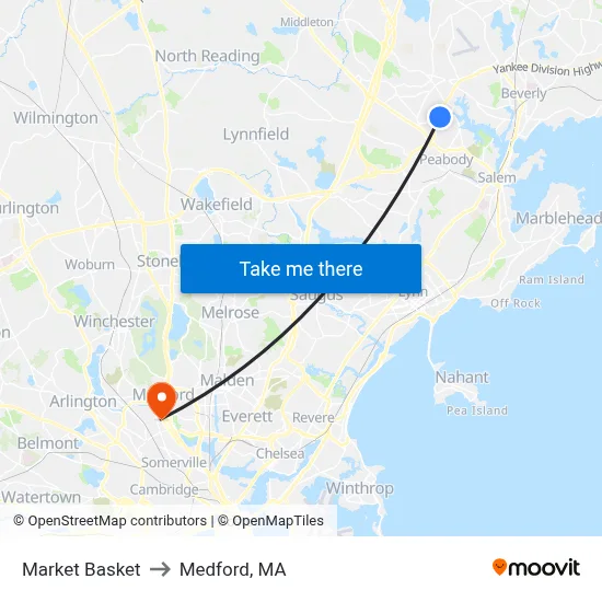 Market Basket to Medford, MA map