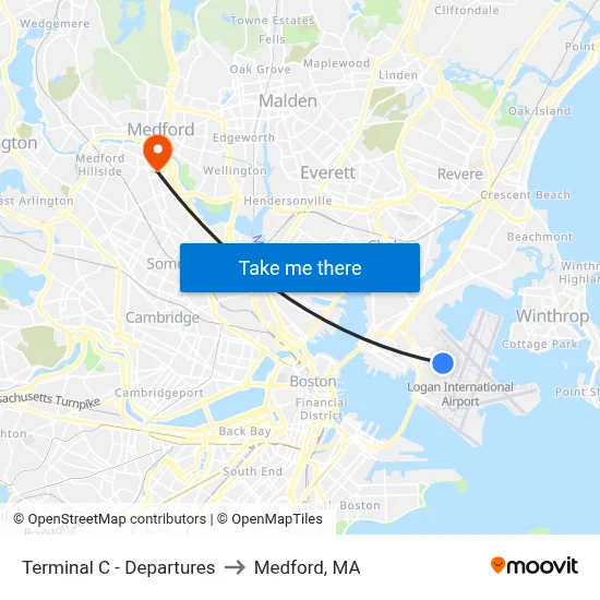 Terminal C - Departures to Medford, MA map