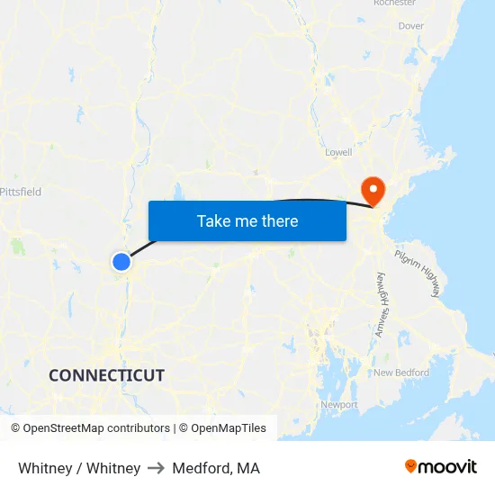 Whitney / Whitney to Medford, MA map